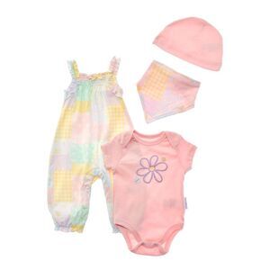 Quiltex  4Pc Flower Market Layette Romper, Hat & Bib Set